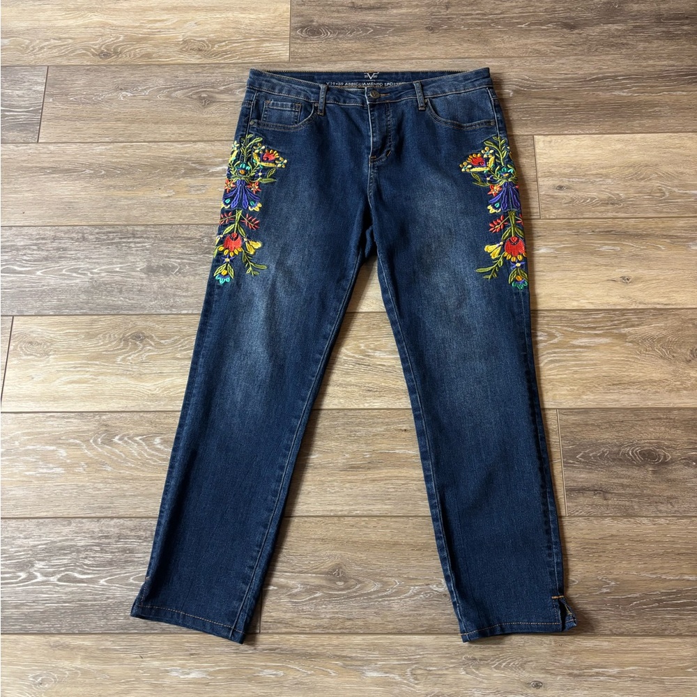 Versace Jeans V 1969 Italia Abbigliamento Sportivo Sri Sz 29 Floral Embroidered